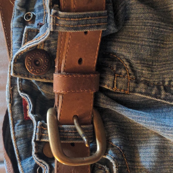 Jean Shoulder Purse Belt Pockets Moto England Home Made Unique 1990s Denim - Picture 9 of 12